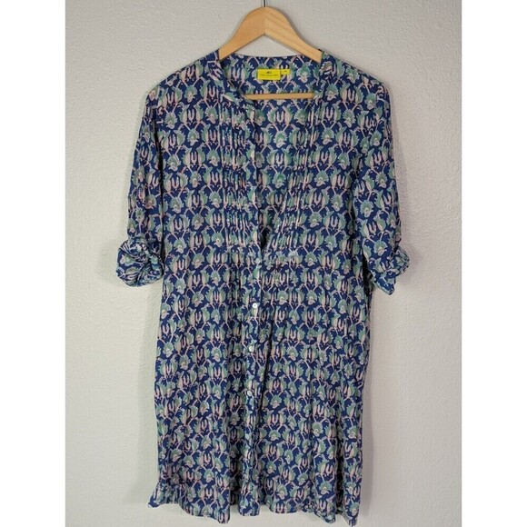 Roberta Roller Rabbit Tunic XS Blue Multi Cotton Beach - Picture 1 of 7